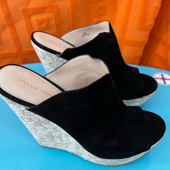 Black suede platform slides - Picture 1 of 8